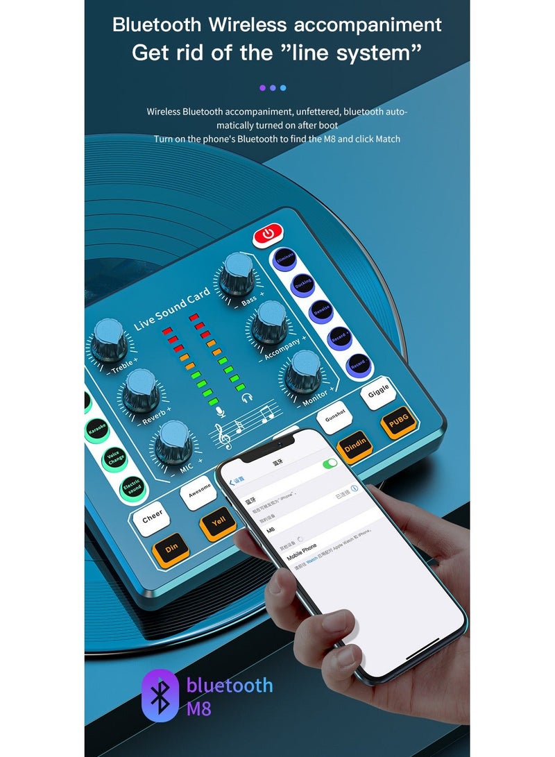 F9 Gaming Audio Mixer, Sound Card for Streaming, Streaming RGB PC Mixer with XLR Microphone Interface, Volume Fader, 48V Phantom Power, for Podcast/Recording/Game Voice/Youtube/TikTok/Vocal - Image 4