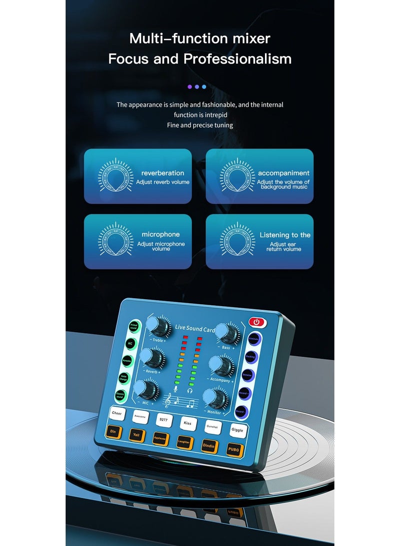 F9 Gaming Audio Mixer, Sound Card for Streaming, Streaming RGB PC Mixer with XLR Microphone Interface, Volume Fader, 48V Phantom Power, for Podcast/Recording/Game Voice/Youtube/TikTok/Vocal - Image 5