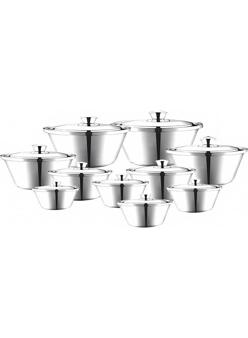 El dahan Sharp Aluminum Cookware Set with Lid, 10 Pieces, Painted, 16 cm - 40 cm, Silver 6221124013354 - Image 1