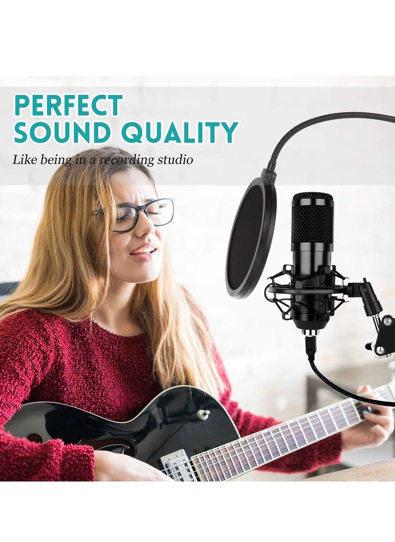 USB Condenser Microphone for Computer PC 192KHZ/24BIT Professional Cardioid Microphone Kit with Adjustable Scissor Arm Stand Shock Mount Pop Filter for Karaoke, YouTube, Gaming Recording - Image 5