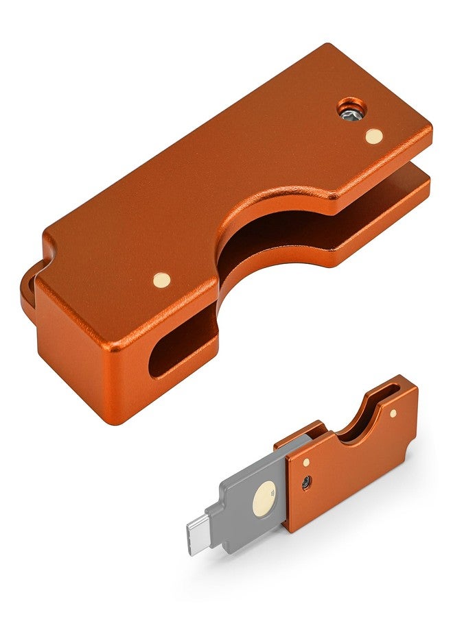 REEYEAR Aluminum Protective Carrying Case fits for Yubikey 5C NFC – Flip Slide Design Keychain Holder for Quick Access & Everyday Protection,Orange - Image 1