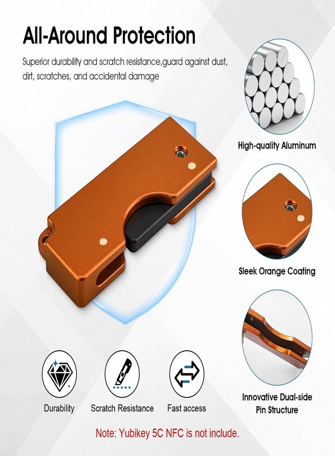 REEYEAR Aluminum Protective Carrying Case fits for Yubikey 5C NFC – Flip Slide Design Keychain Holder for Quick Access & Everyday Protection,Orange - Image 4