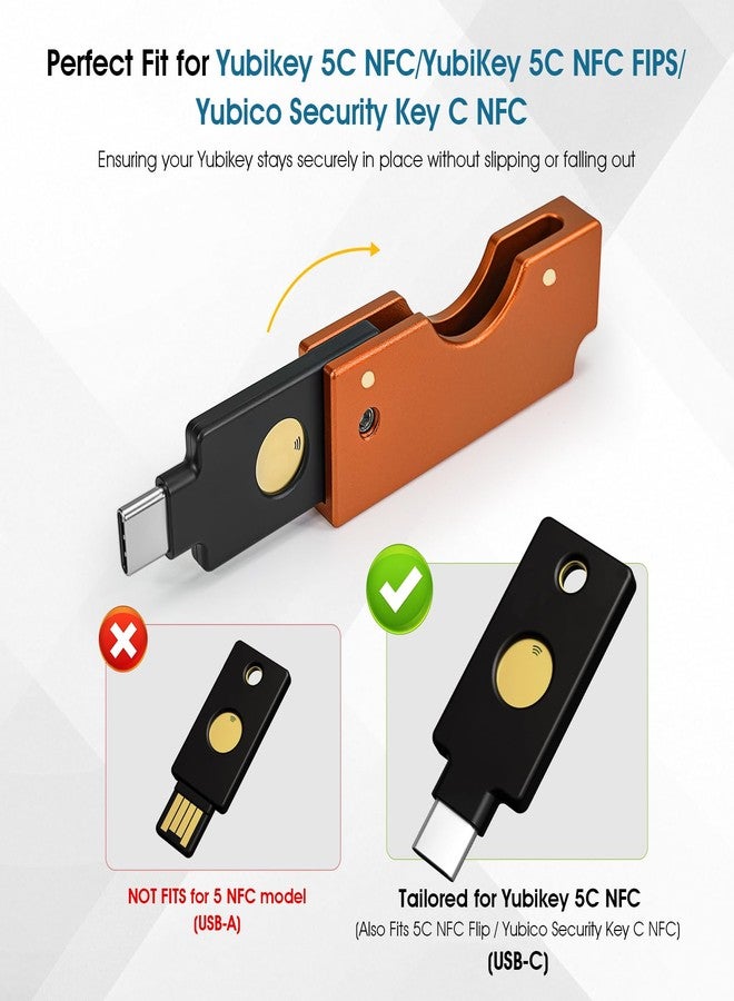 REEYEAR Aluminum Protective Carrying Case fits for Yubikey 5C NFC – Flip Slide Design Keychain Holder for Quick Access & Everyday Protection,Orange - Image 5