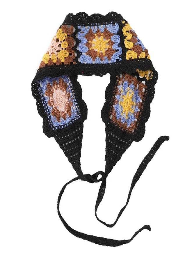 ArrErr 2 Pack Boho Headbands Hair Bandeau Women Turban Vintage Folk Scarf Hippie Crochet Knitted Woven Headwrap Hair Band Floral Head Wrap Bandanas for Girls - Image 4