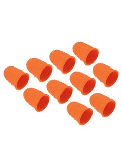 PATIKIL 0.67x0.98 Inch Rubber Finger Tips, 20 Pack Silicone Thumb Fingertip Protector Covers Guard Pads Thimble Grips for Office Counting Sewing, Orange XS Size 