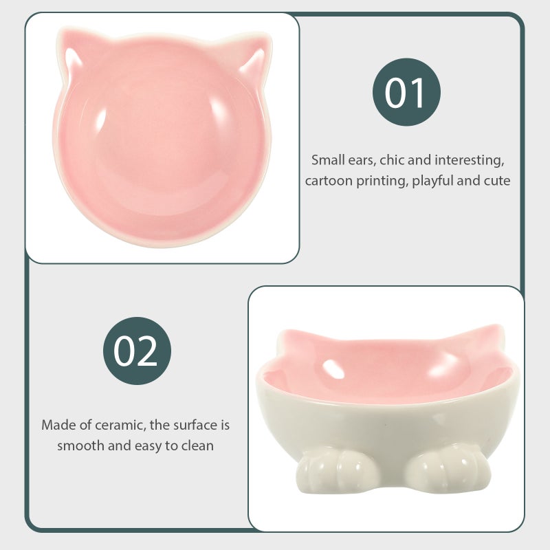 2pcs Cat Feeding Bowl Cat Neck Bowl Ceramic Cat Bowl Pet Feeding Tool Cat Feeder - Image 4