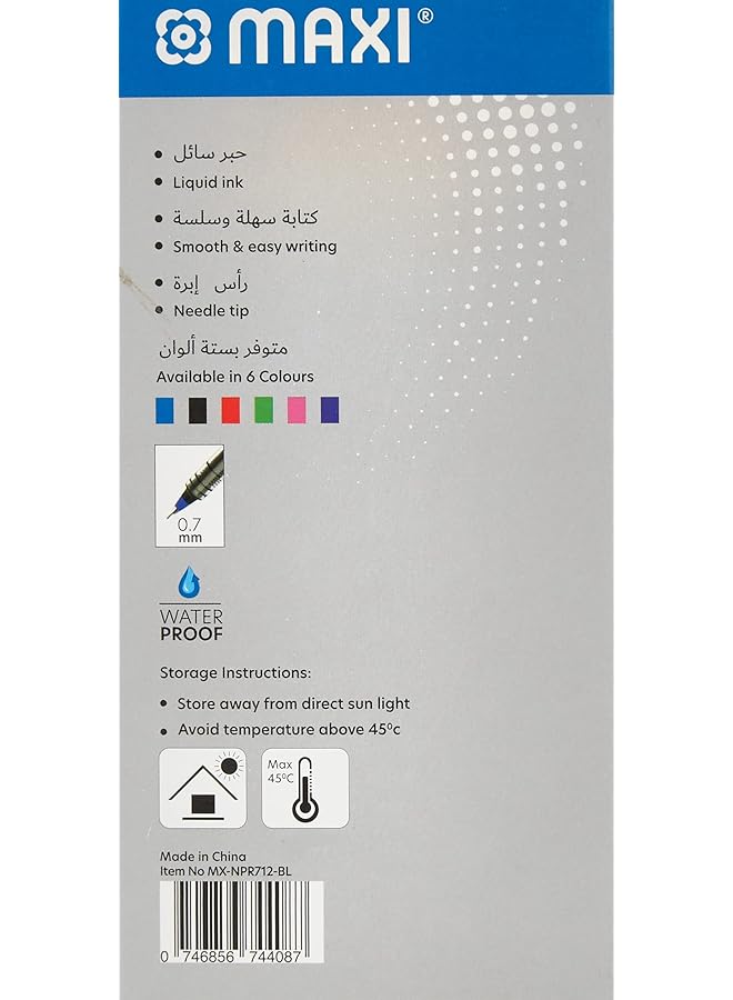 Maxi Roller Pen 0.7Mm Needle Tip Box Of 12Pc Black - Image 2