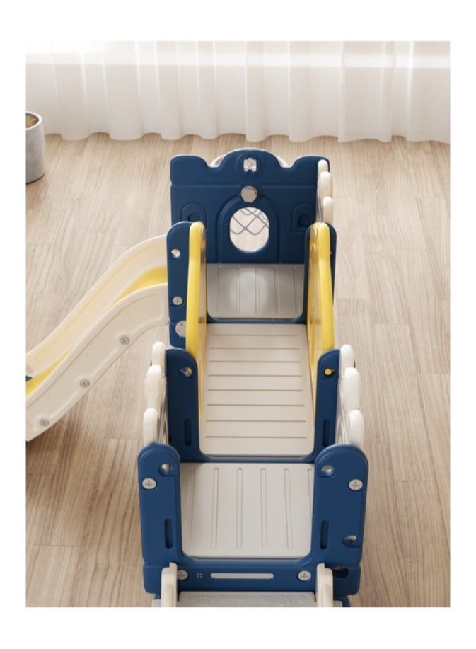 FULL JOY Tower-Shaped Slide And Swing With Bridge + Ball Frame And Basketball + Walkway (Unenclosed) - Image 2