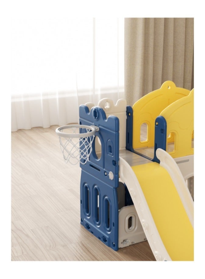 FULL JOY Tower-Shaped Slide And Swing With Bridge + Ball Frame And Basketball + Walkway (Unenclosed) - Image 5