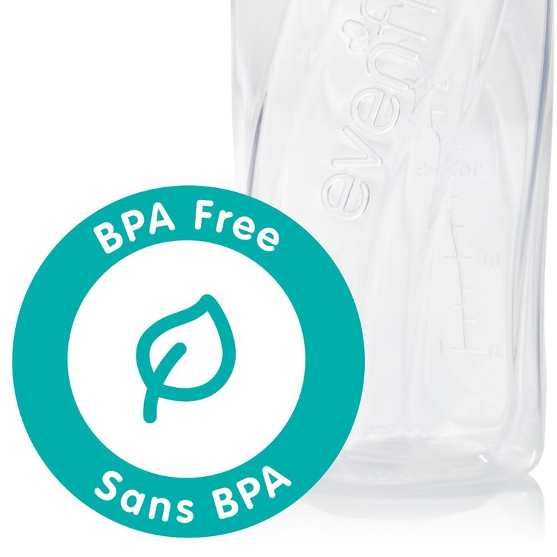 Evenflo Feeding Classic Clear Plastic Standard Neck Bottles for Baby, Infant and Newborn - Teal/Green/Blue, 8 Ounce (Pack of 12) - Image 4