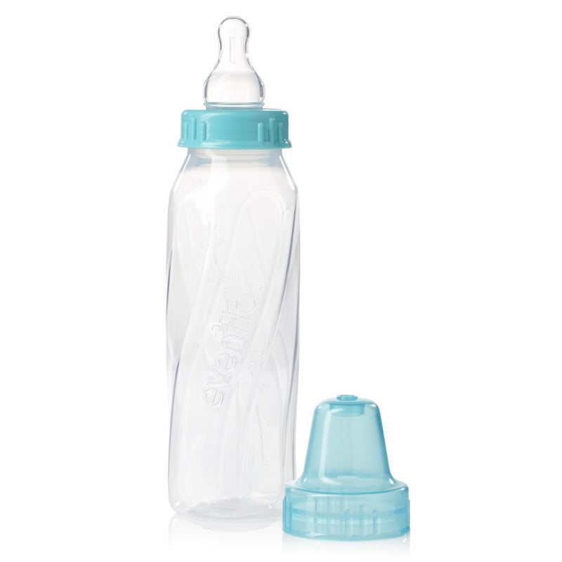 Evenflo Feeding Classic Clear Plastic Standard Neck Bottles for Baby, Infant and Newborn - Teal/Green/Blue, 8 Ounce (Pack of 12) - Image 2