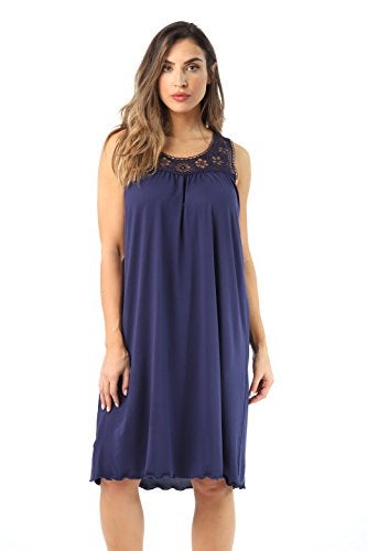 Dreamcrest 1541B-Navy-1X Nightgown/Women Sleepwear/Sleep Dress - Image 4