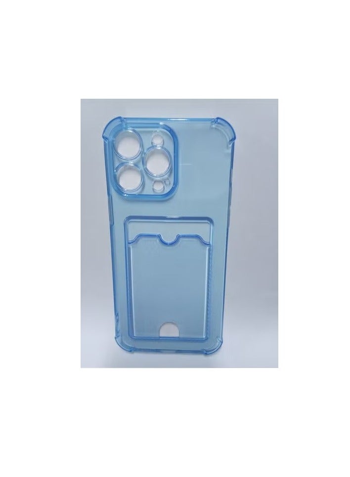 Wallet Design Card Holder Back Case Compatible with iPhone 14 Pro Blue 
