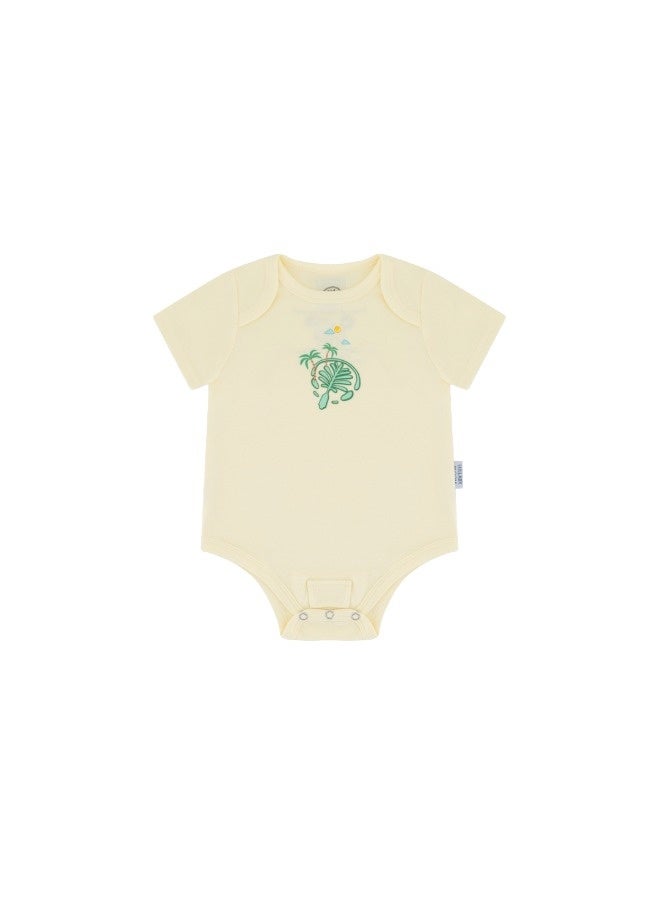 Lullaby Bloom Premium 100% Certified Organic Cotton Baby Newborn Essential Infant Peek-a-Boo Bodysuit for Baby Girls and Boys Unisex UAE - 0-3 Months - Image 1