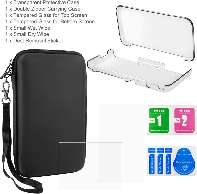 AFUNTA Protective Cases Compatible New 2DS XL with Screen Protectors, 1 Crystal Clear Case and 1 EVA Carrying Case for Console, with 2 Pcs Anti-Scratch Tempered Glass Films for Screens - Image 3