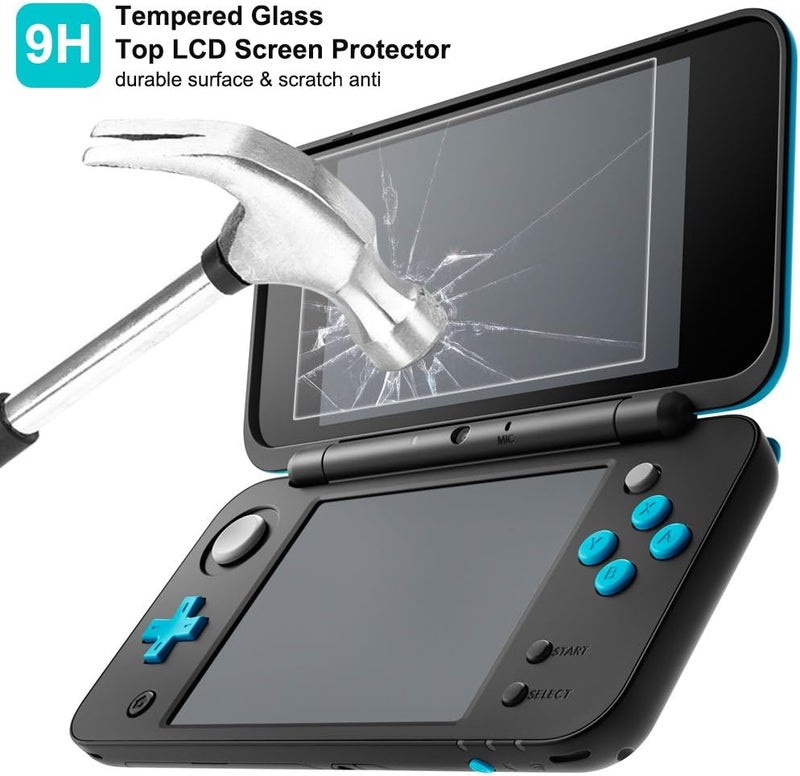 AFUNTA Protective Cases Compatible New 2DS XL with Screen Protectors, 1 Crystal Clear Case and 1 EVA Carrying Case for Console, with 2 Pcs Anti-Scratch Tempered Glass Films for Screens - Image 5