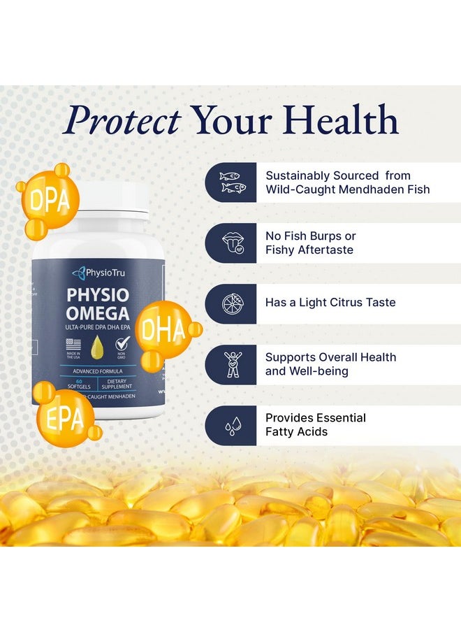 PhysioTru - Physio Omega - Omega 3 Supplement - Sustainably Sourced - With Dpa, Epa, And Dha - Burpless Fish Oil - 1 Pack - Image 1