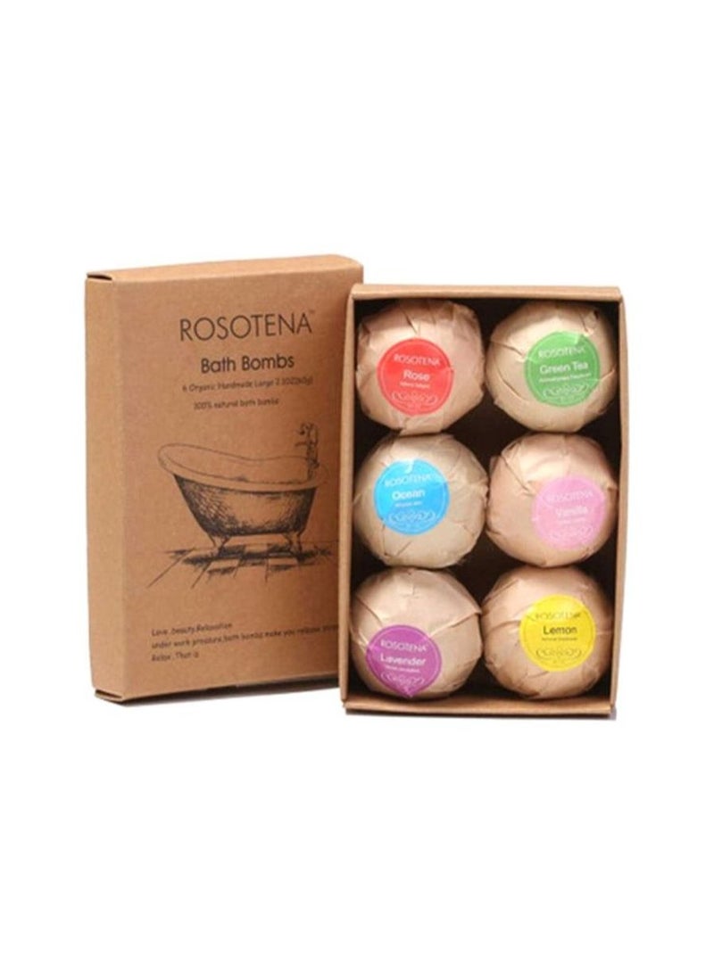 ROSOTENA 6-Piece Sea Salts Bath Ball Set Yellow/Blue/Pink - Image 1