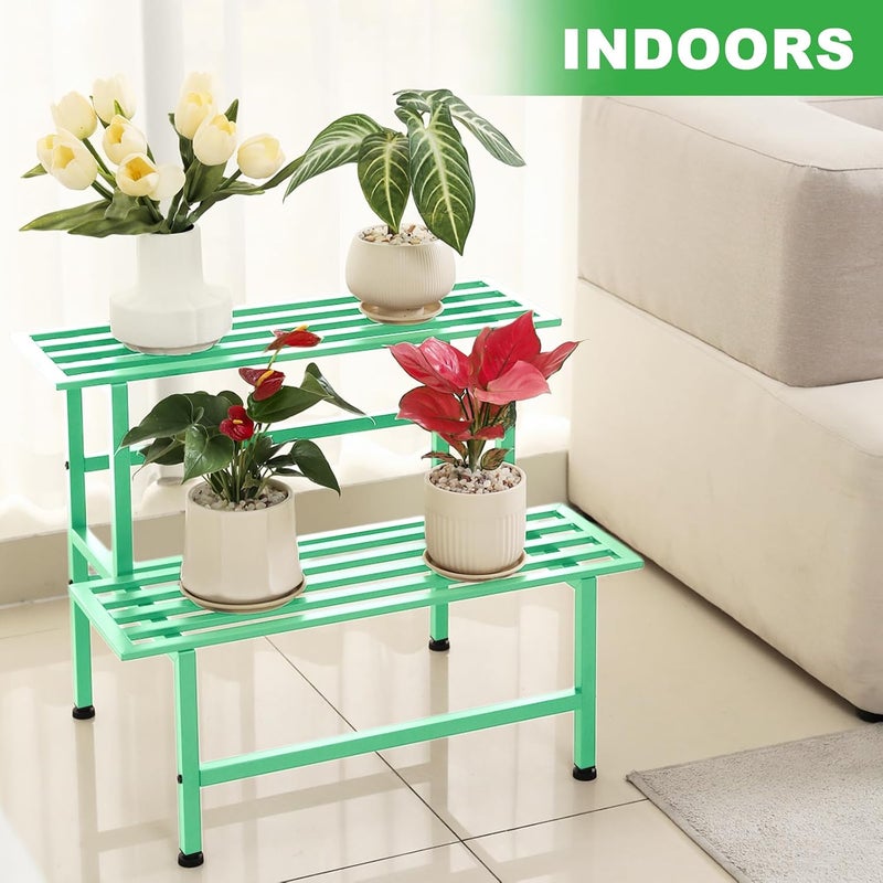 Dipion Metal Plant Stand Outdoor Plant Shelf Indoor,2 Tier Heavy Duty Ladder Plant Stands for Multiple Plants,26" L x 20.25" H x 17.75" W,Mint Green - Image 4