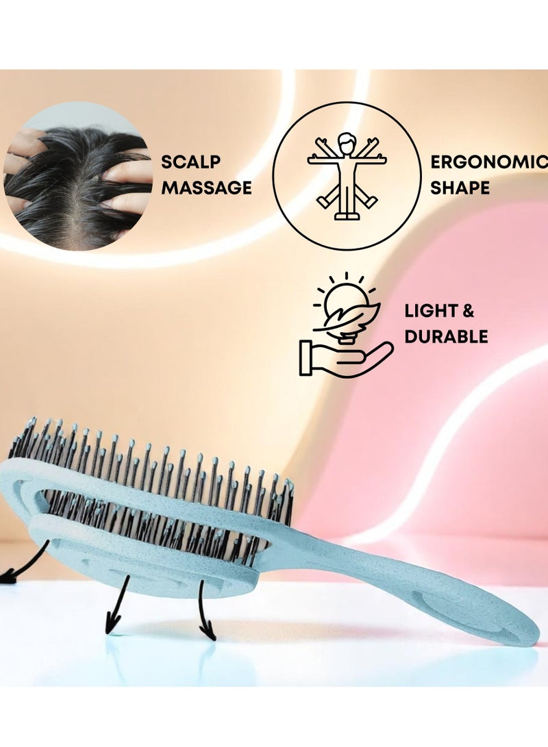 Zence Design Eco-Friendly Detangling Hair Brush for Women, Children, Men - Gentle on Hair and Scalp - Ideal for Straight, Curly & Wet Hair in Beige, Pink, Blue and Black  - Image 2