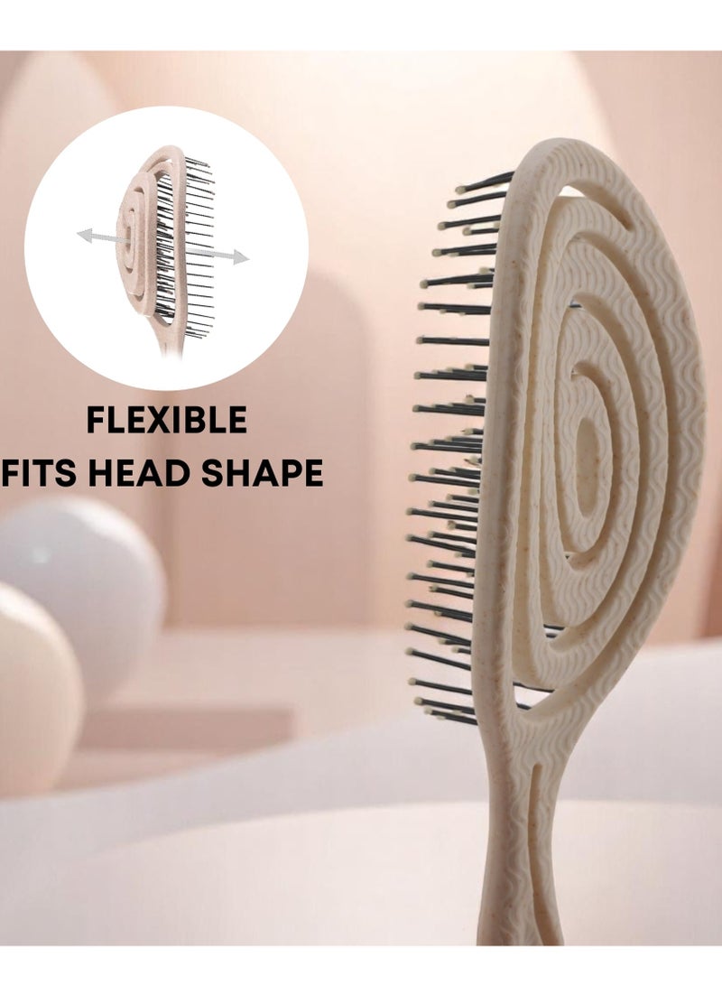 Zence Design Eco-Friendly Detangling Hair Brush for Women, Children, Men - Gentle on Hair and Scalp - Ideal for Straight, Curly & Wet Hair in Beige, Pink, Blue and Black  - Image 3