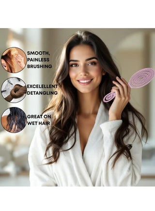 Eco-Friendly Detangling Hair Brush for Women, Children, Men - Gentle on Hair and Scalp - Ideal for Straight, Curly & Wet Hair in Beige, Pink, Blue and Black - view 4