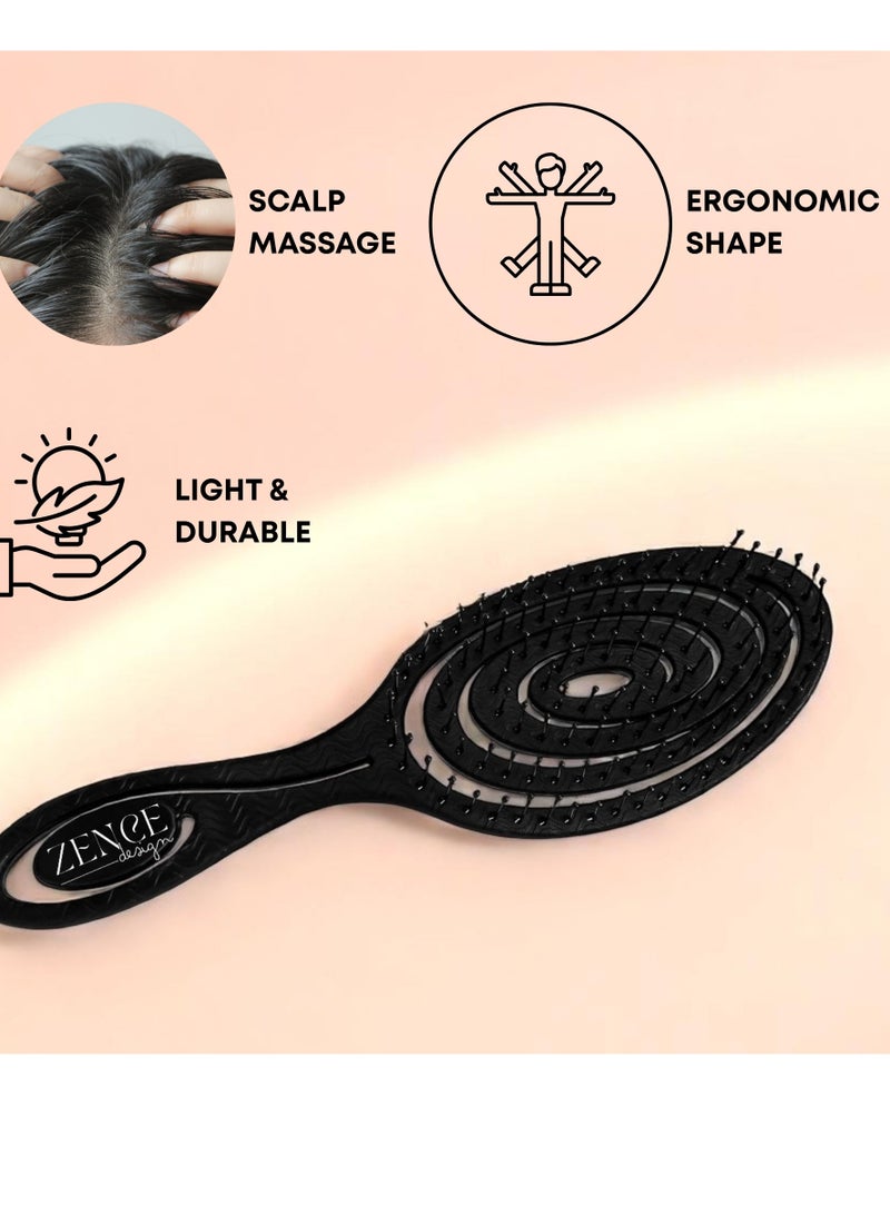 Zence Design Eco-Friendly Detangling Hair Brush for Women, Children, Men - Gentle on Hair and Scalp - Ideal for Straight, Curly & Wet Hair in Beige, Pink, Blue and Black  - Image 5