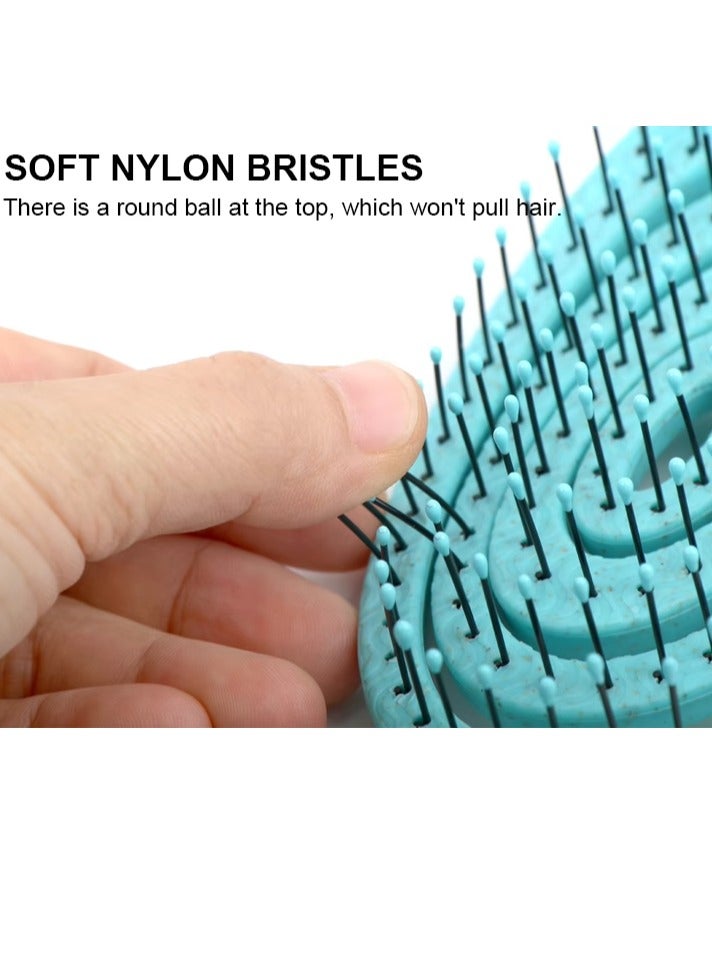 Eco-Friendly Detangling Hair Brush for Women, Children, Men - Gentle on Hair and Scalp - Ideal for Straight, Curly & Wet Hair in Beige, Pink, Blue and Black