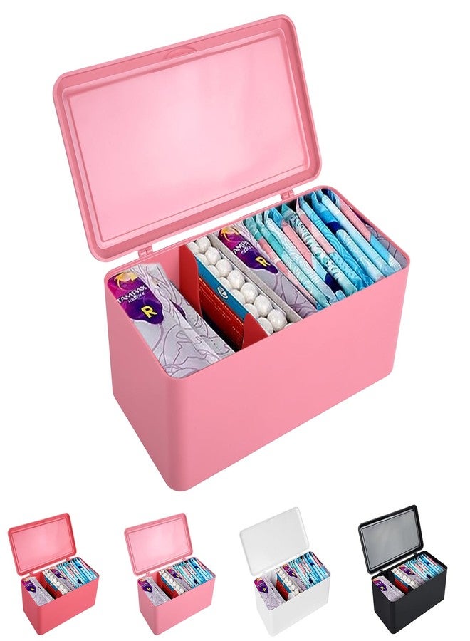 ChengFu Pad and Tampon Organizer for Bathroom,Sanitary Napkin Holder, Pad and Tampon Organizer for Period, Sanitary Napkin Storage Container, Light Pink - Image 1