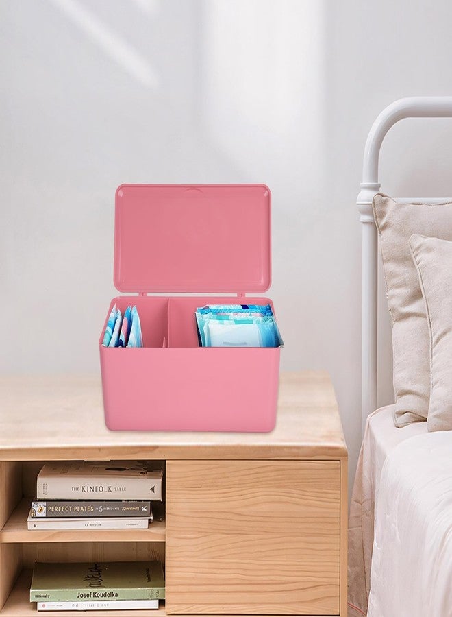 ChengFu Pad and Tampon Organizer for Bathroom,Sanitary Napkin Holder, Pad and Tampon Organizer for Period, Sanitary Napkin Storage Container, Light Pink - Image 4