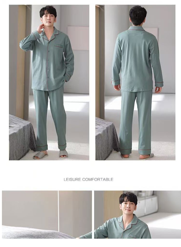 Men's Pajama Set, Cotton Long Sleeve Two-Piece Casual Pajamas  - Image 5
