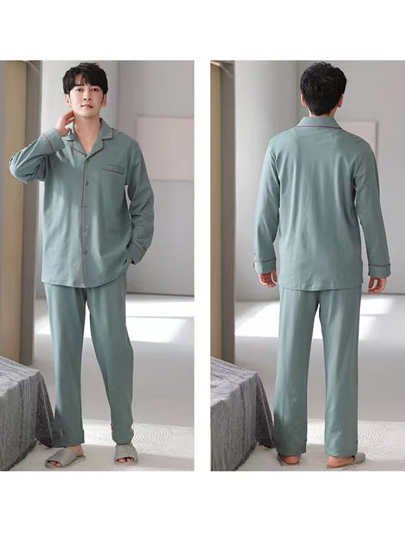 Men's Pajama Set, Cotton Long Sleeve Two-Piece Casual Pajamas - Image 3