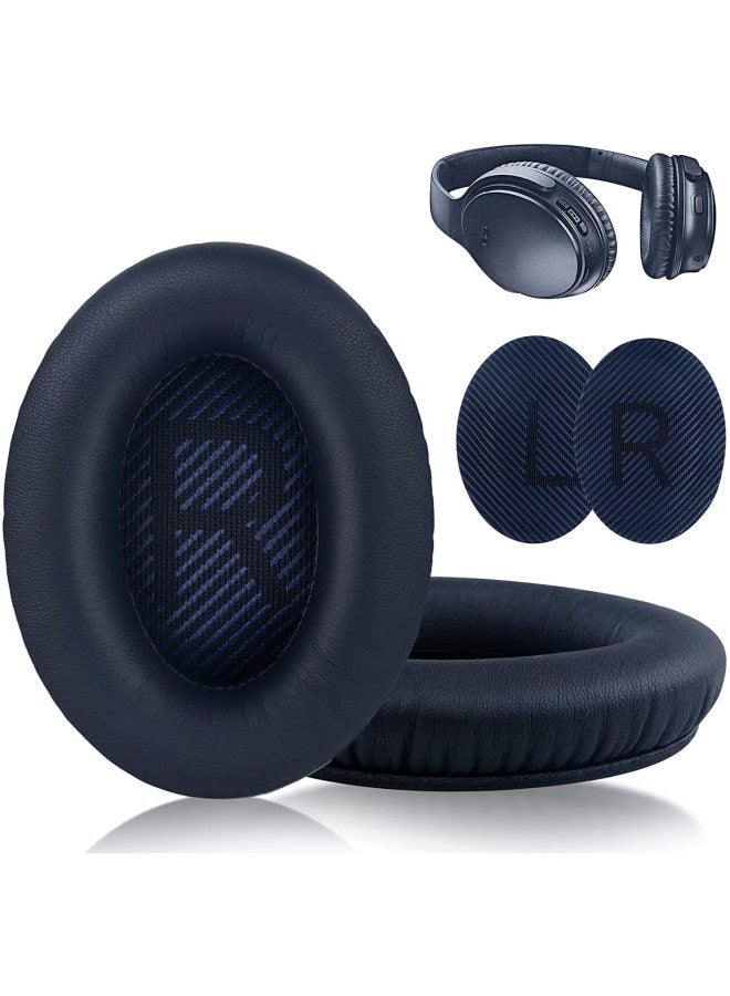 غطاء سماعة أذن على شكل بلوفر من Doctor Qc35 Qc15 Qc25 Ae2/i غطاء جلد إسفنجي جلد بروتين حقيقي - اللون: QC35 أزرق داكن مع وسادة قطنية على شكل خاص بات 2 لزوج من عبوات الحزام - Image 1