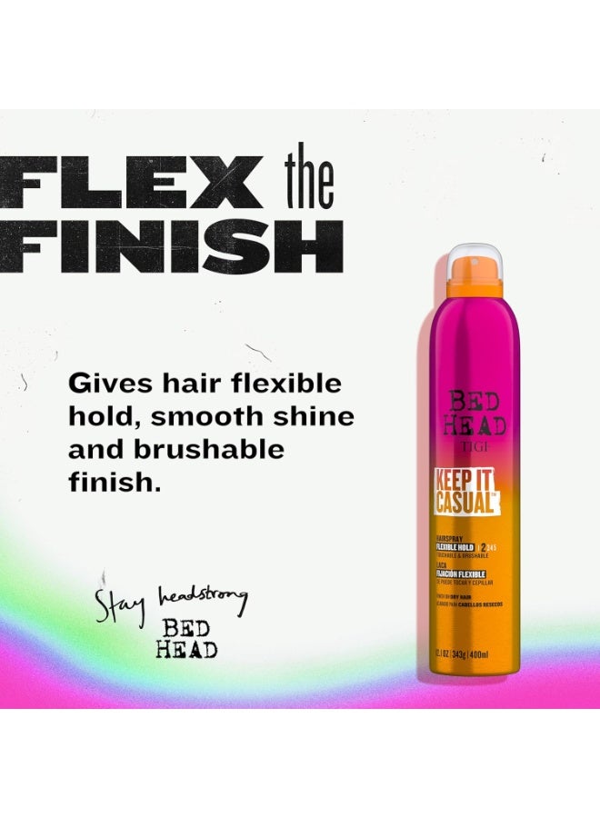 TIGI بخاخ الشعر TIGI Bed Head Keep It Casual، تثبيت مرن مع لمسة قابلة للتسريح للتحكم في التجاعيد والثبات، 9.1 أونصة - Image 3