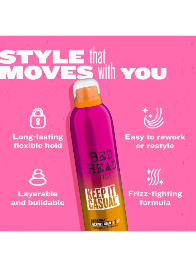 TIGI بخاخ الشعر TIGI Bed Head Keep It Casual، تثبيت مرن مع لمسة قابلة للتسريح للتحكم في التجاعيد والثبات، 9.1 أونصة - Image 2
