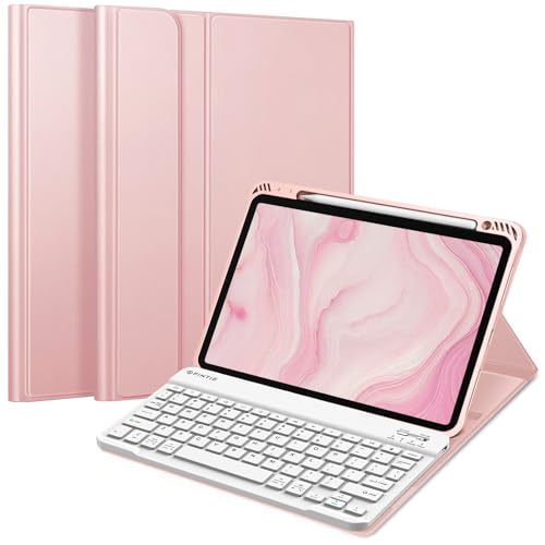 FINTIE Keyboard Case for iPad Air 11-inch M3 (2025) / M2 (2024), iPad Air 5th (2022) / 4th Generation 10.9 Inch - Soft TPU Cover w/Magnetically Detachable Bluetooth Keyboard, Rose Gold - Image 1