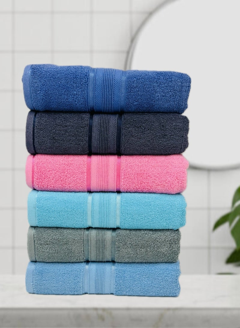 Hayat DESIGN-2- 6 Piece Bath Sheets 80 x 160 cm Super Soft , Fast Absorbent & Quick Dry Towels 445-GSM -Assorted Colours - Image 1