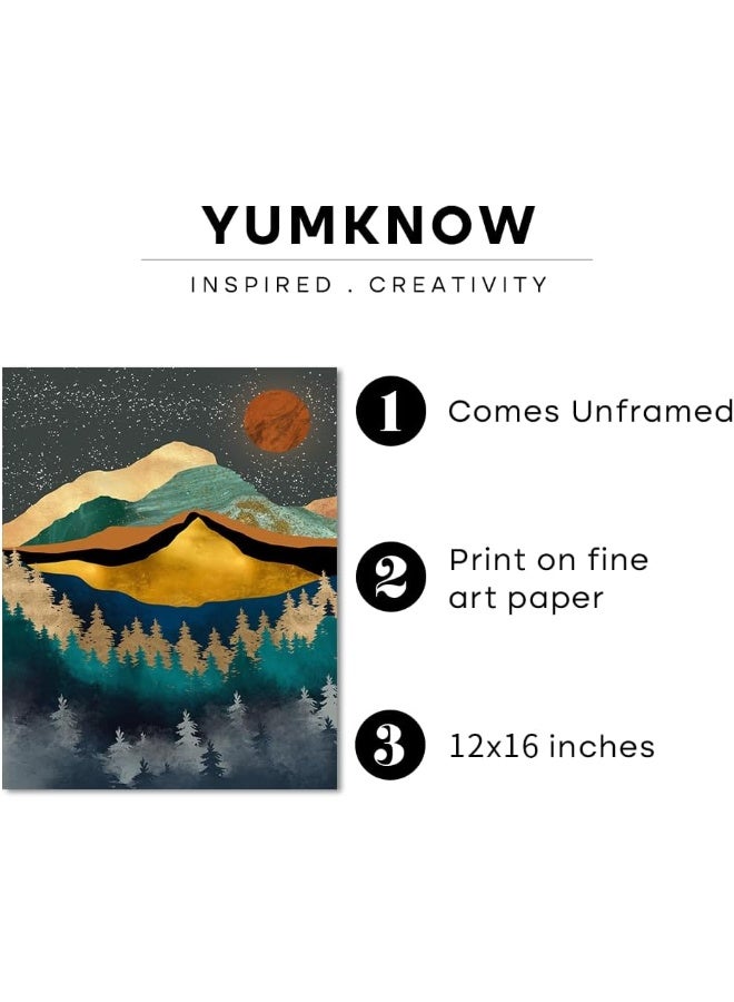 YUMKNOW Boho Mountain Wall Decor - Unframed 12x16 - Image 2