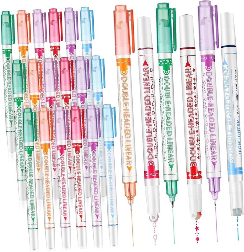 24 Pastel Highlighter Pens Double Tips Fine And Broad For School Supplies - Image 1
