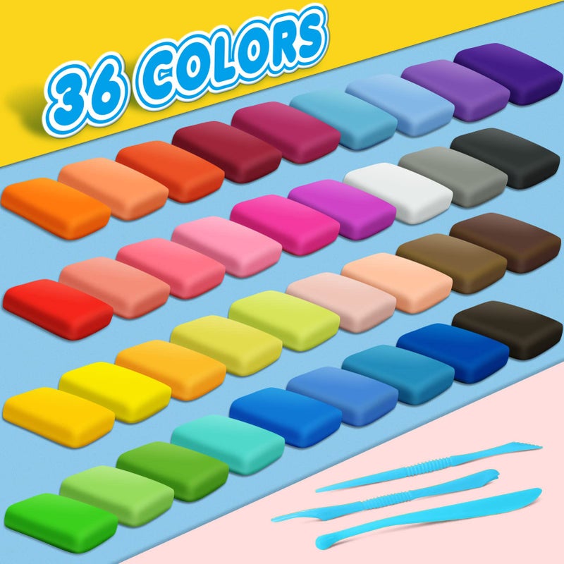 ESSENSON Magic Clay - Air Dry Clay 36 Colors, Modeling Clay for Kids with Tools, Toys Gifts for Age 3 4 5 6 7 8+ Years Old Boys Girls Kids - Image 2