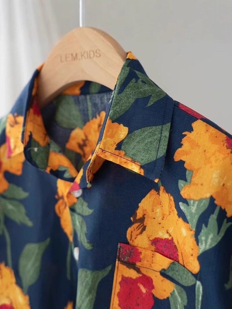 Children's Summer Shirt Children's 2025 Summer New Short-sleeved Children's Wear Duffy Handsome Men's Children's Wear Vacation Fashion in Hong Kong - Image 3