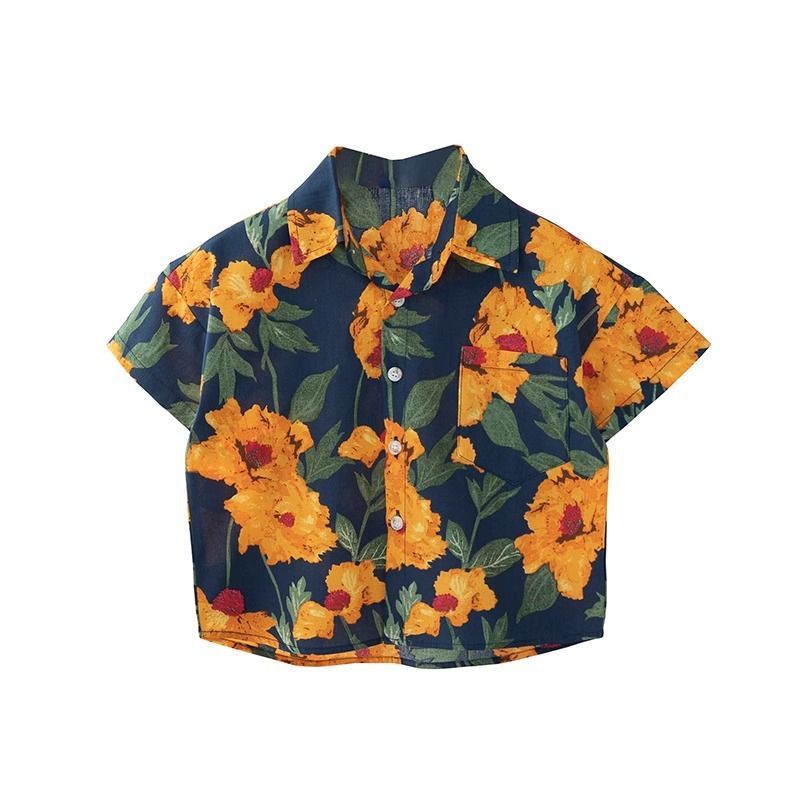Children's Summer Shirt Children's 2025 Summer New Short-sleeved Children's Wear Duffy Handsome Men's Children's Wear Vacation Fashion in Hong Kong - Image 1