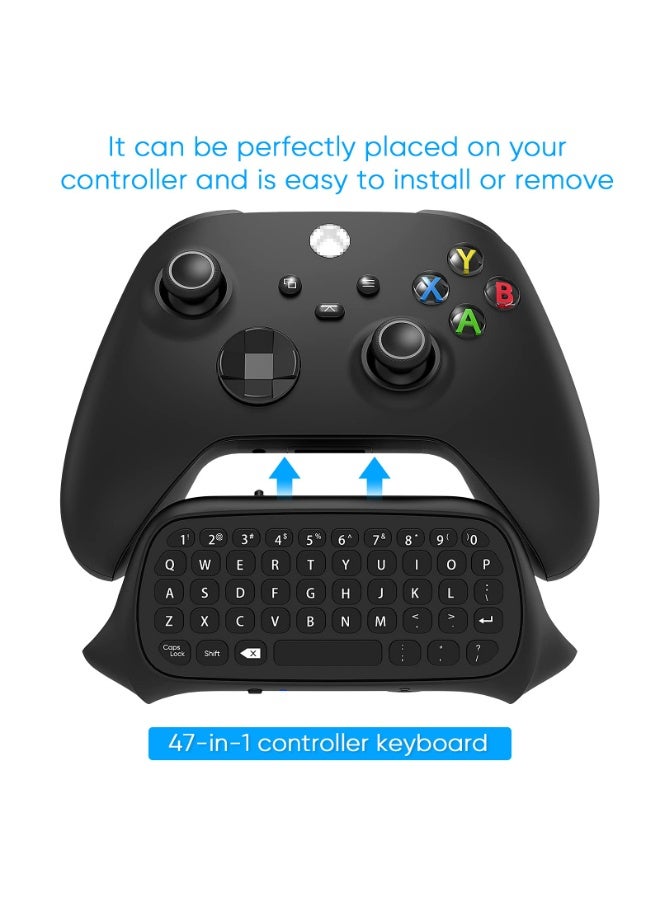 دوبي لوحة مفاتيح لجهاز تحكم Xbox Series X/S، وجهاز تحكم Xbox One/S، ولوحة ألعاب صغيرة QWERTY بتردد 2.4 جيجاهرتز مع منفذ صوت/سماعة رأس لجهاز تحكم Xbox Series X/S - أسود - Image 2