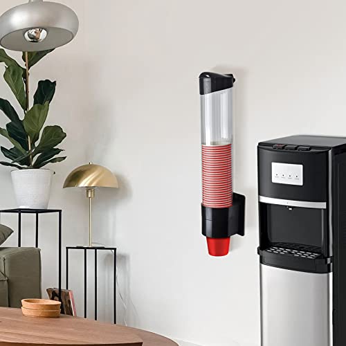 IWNTWY Cup Dispenser, Pull Type Wall Mount Cup Holder, Water Cooler Cup Dispenser Fits 7oz - 12oz Cups for Home Office Hospital Cups Organizer, Adhesive Paste or Screw Install (Black, Large) - Image 5
