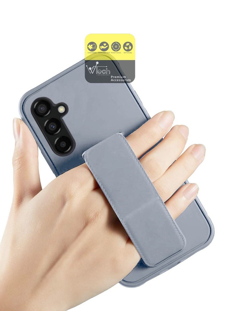 دبليو تيك قبضة يد قابلة للطي مغناطيسية بحزام معصم قبضة الإصبع مع غطاء حديدي مدمج لهاتف Samsung Galaxy A34 5G 2023 رمادي - Image 4