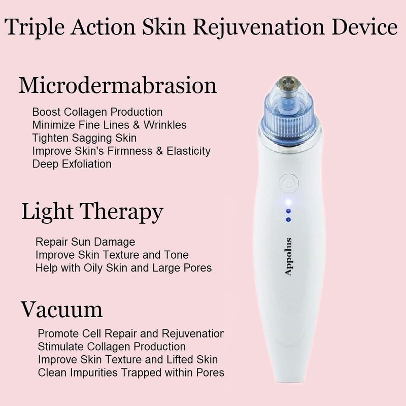 Appolus 3-in-1 Diamond Microdermabrasion Machine - Vacuum & Light Therapy Tool - Anti-Aging Device for Face & Neck - Skin Tightening - Wrinkle Reducing - Jawline Definition - Image 2