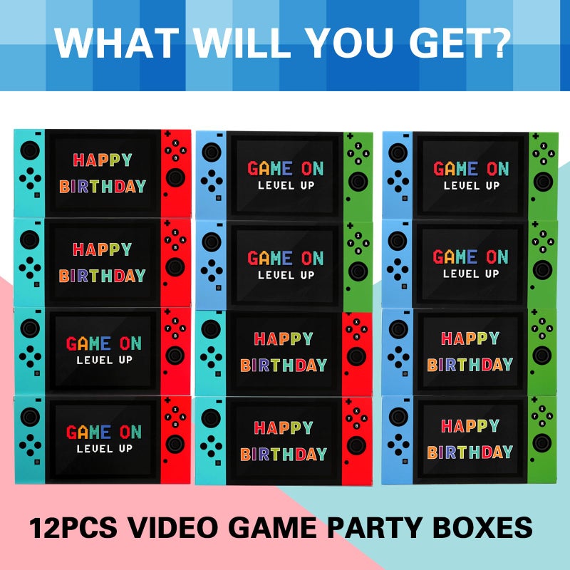JOARHONAL Video Game Party Favor Boxes - 12 PCS Game On Theme Gifts Boxes for Boys Kids Video Game Birthday Party Supplies Goodie Candy Bags Gamer Party Decorations - Image 2
