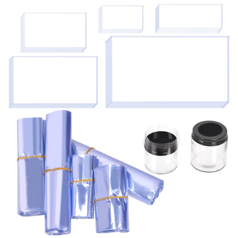 Tanstic 400Pcs PVC Shrink Wrap Bags Set 5 Sizes Clear PVC Heat Shrink Wrap Bags Heat Shrink Bags for Soap Small Gifts Candles Homemade DIY Projects - Image 2