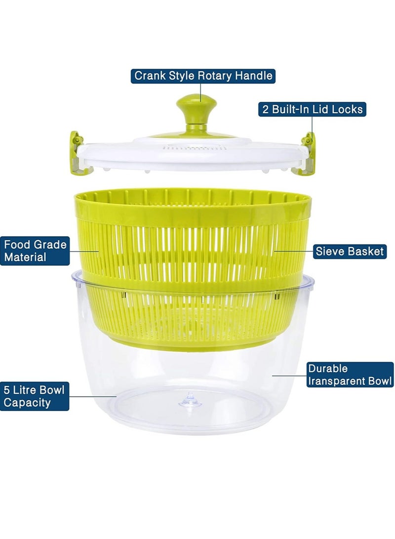 Large Salad Spinner (5 Quarts) – Quick Dry Design for Fruits, Vegetables & Lettuce – Effortless Drying for Tastier Salads & Faster Food Prep  - Image 2