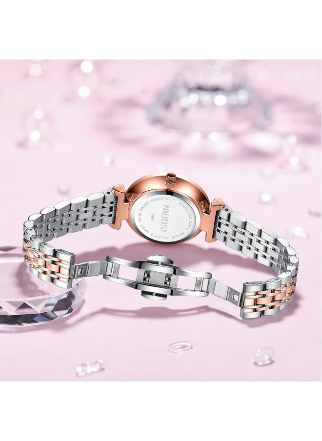 NIBOSI - NIBOSI Women Stainless Steel Watches Analog Rose Gold Band and Square Dial Women's Watch for Girls&Miss&Ladies Diamond Studded with Stylish Watches Waterproof - Image 1